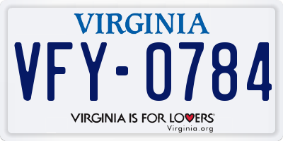 VA license plate VFY0784