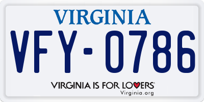 VA license plate VFY0786