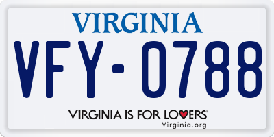 VA license plate VFY0788