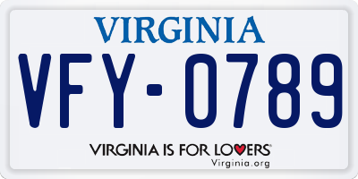 VA license plate VFY0789