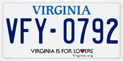 VA license plate VFY0792