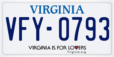 VA license plate VFY0793