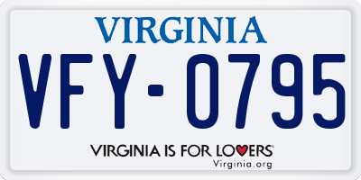 VA license plate VFY0795
