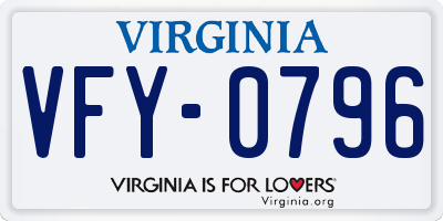VA license plate VFY0796