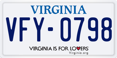 VA license plate VFY0798