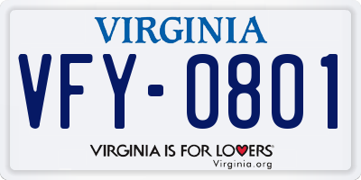 VA license plate VFY0801