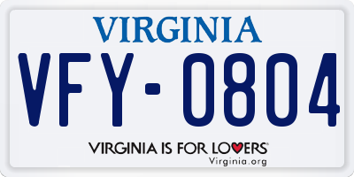 VA license plate VFY0804