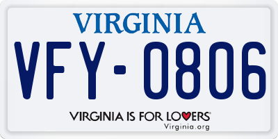 VA license plate VFY0806