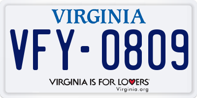 VA license plate VFY0809