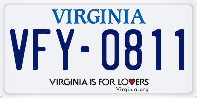 VA license plate VFY0811