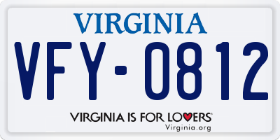 VA license plate VFY0812