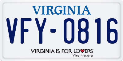 VA license plate VFY0816