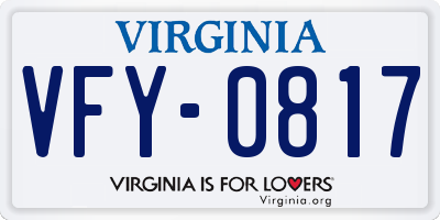 VA license plate VFY0817