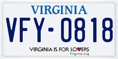 VA license plate VFY0818