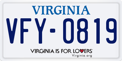 VA license plate VFY0819