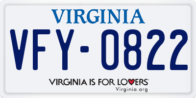 VA license plate VFY0822