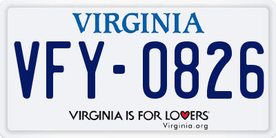 VA license plate VFY0826