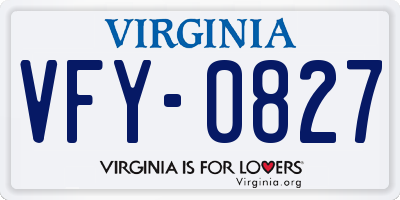 VA license plate VFY0827