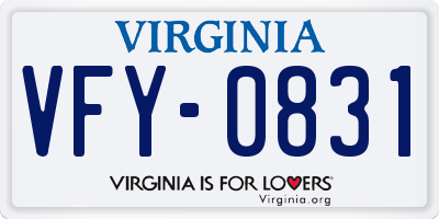 VA license plate VFY0831