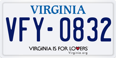 VA license plate VFY0832
