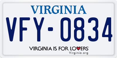 VA license plate VFY0834