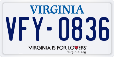 VA license plate VFY0836