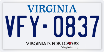 VA license plate VFY0837