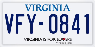 VA license plate VFY0841