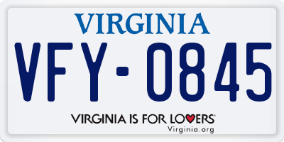 VA license plate VFY0845