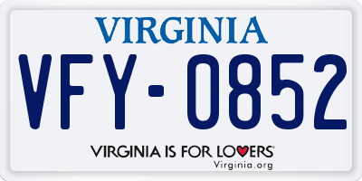 VA license plate VFY0852