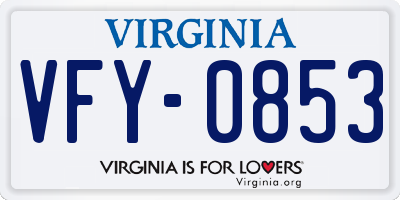 VA license plate VFY0853