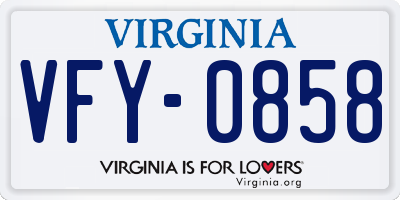 VA license plate VFY0858