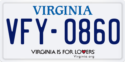 VA license plate VFY0860