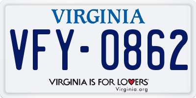 VA license plate VFY0862