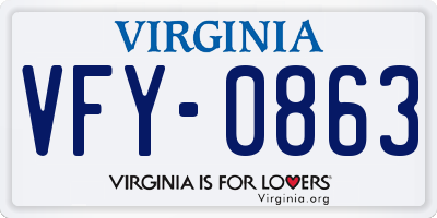 VA license plate VFY0863