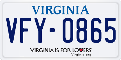 VA license plate VFY0865
