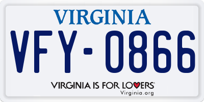 VA license plate VFY0866
