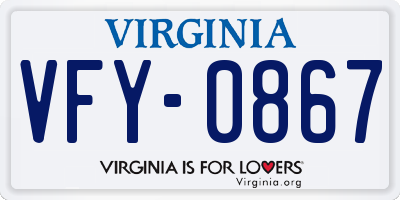 VA license plate VFY0867