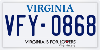 VA license plate VFY0868