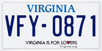 VA license plate VFY0871