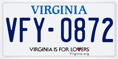VA license plate VFY0872