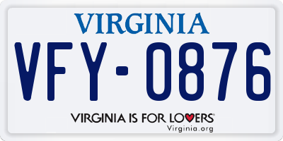 VA license plate VFY0876