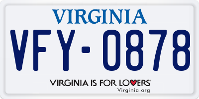 VA license plate VFY0878
