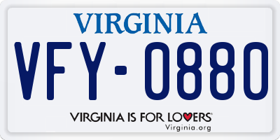 VA license plate VFY0880