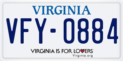 VA license plate VFY0884