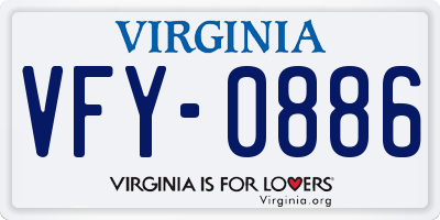 VA license plate VFY0886