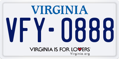 VA license plate VFY0888