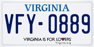 VA license plate VFY0889