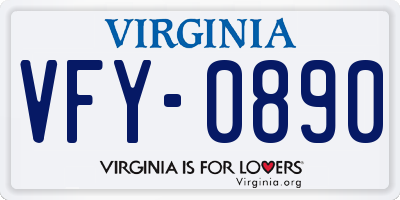 VA license plate VFY0890