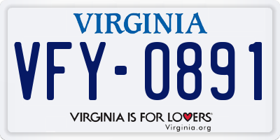VA license plate VFY0891